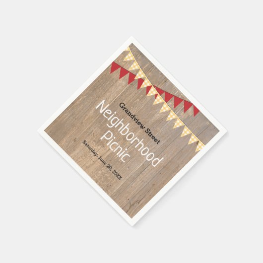 Rustikal Gelb Karierte Nachbarschaft Picnic Serviette (Ecke)