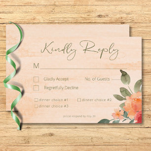 Rustikal Gelb Orange & Peach Rose Hochzeitsessen RSVP Karte