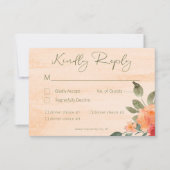 Rustikal Gelb Orange & Peach Rose Hochzeitsessen RSVP Karte (Vorderseite)
