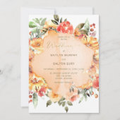 Rustikal-Gelb-Orange- und Pfirsichhochzeit-Rose Einladung (Vorderseite)