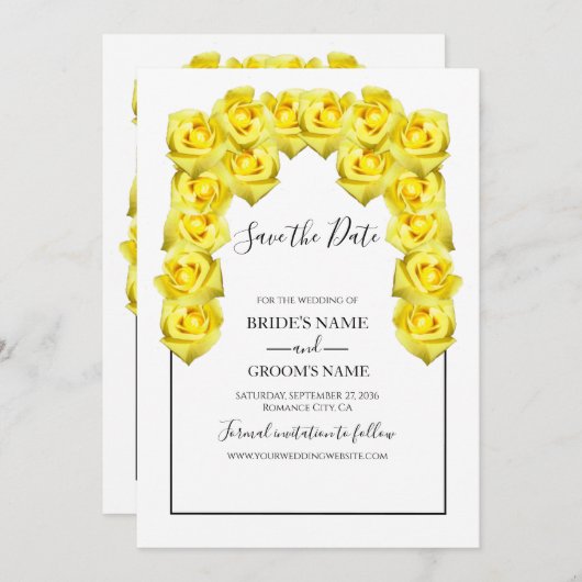 Rustikal-Gelb-Rosen-Hochzeit retten das Datum Save The Date (Vorne/Hinten)