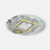 Rustikal-Gelb-Sonnenblumen-Hochzeit Pappteller (Schrägansicht)