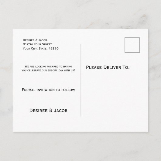 Rustikal-Gelbblütenblüte Save the Date Ankündigungspostkarte (Rückseite)