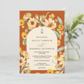 Rustikal Gelbe Blumenblume Kirchenchic Hochzeit Einladung (Stehend Vorderseite)