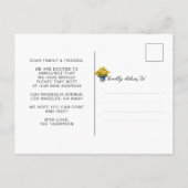 Rustikal gelbe Blumentür Wir bewegten uns Ankündigungspostkarte (Rückseite)