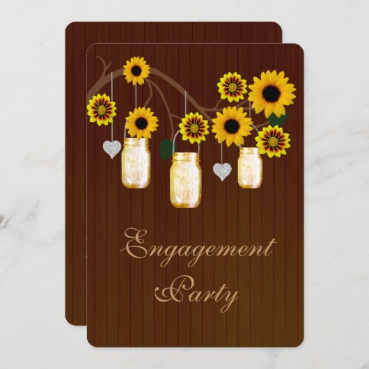 Rustikal Gelbe Mason Jars Engagement Party einlade Einladung (Vorne/Hinten)
