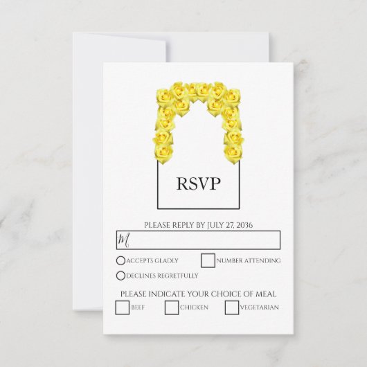 Rustikal-Gelbe Rosen Hochzeiten RSVP-Karten RSVP Karte (Vorderseite)
