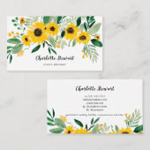 Rustikal gelbe Sonnenblumen Aquarellenplaner Visitenkarte (Vorne/Hinten)