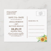 Rustikal gelbe Sonnenblumen Hochzeit retten das Da Ankündigungspostkarte (Rückseite)