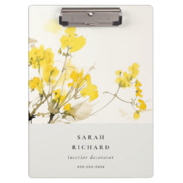 Rustikal-Gelbe Wildblume Boho Floral Business Klemmbrett