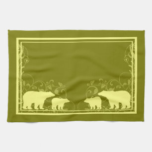 Rustikal gelber Bär wirbelndes Küchentuch