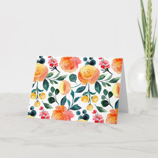 Rustikal-Gelborange-Aquarellfarben-Blume Leere Karte (Vorderseite)
