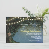 Rustikal geschnitztes Herz Eichenbaum Einladung zu (Stehend Vorderseite)