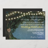 Rustikal geschnitztes Herz Eichenbaum Einladung zu (Vorne/Hinten)