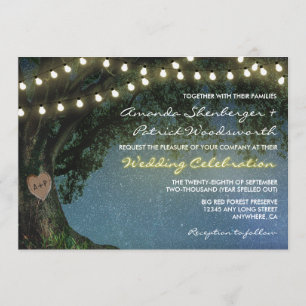 Rustikal geschnitztes Herz Eichenbaum Einladung zu