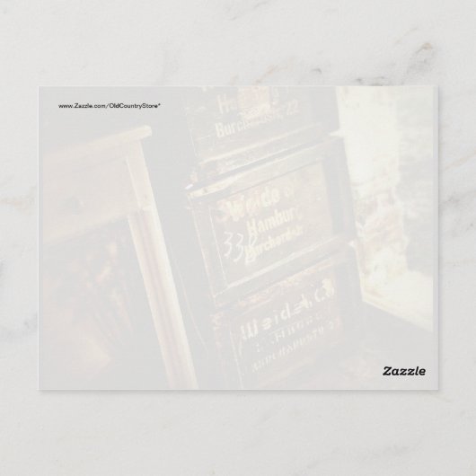 Rustikal gestapelte Holzkisten verblasst Postkarte (Rückseite)