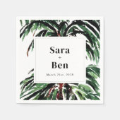 Rustikal gestrichener Strand mit Palmen Serviette (Vorderseite)