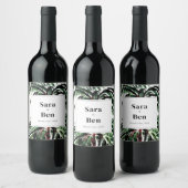 Rustikal gestrichener Strand mit Palmen Weinetikett (Flaschen)