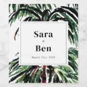 Rustikal gestrichener Strand mit Palmen Weinetikett (Einzelnes Label)