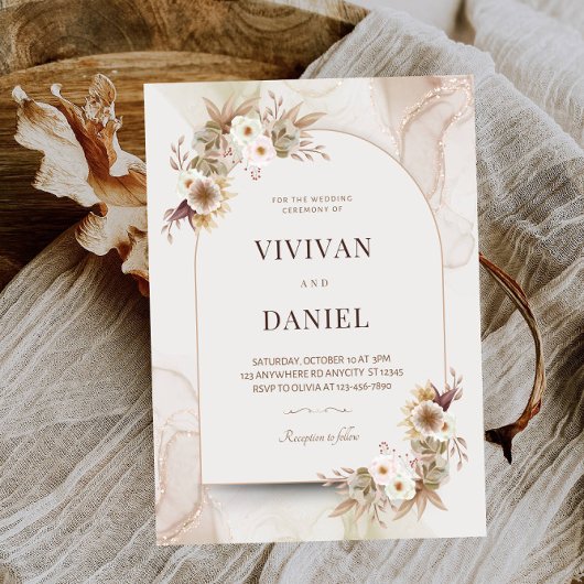 Rustikal getrocknete Blume Brautparty Party Einladung