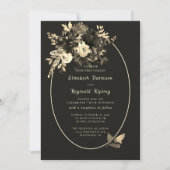 Rustikal getrocknete Blüten Elegante Braun Hochzei Einladung (Vorderseite)