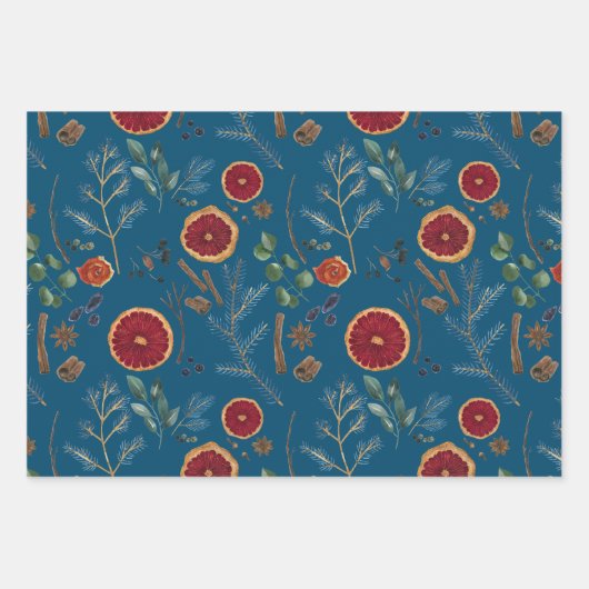 Rustikal getrocknete Botanicals Woodsy Winterurlau Geschenkpapier Set (Vorderseite 2)