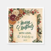 Rustikal getrockneter Orange und Obst Weihnachten Serviette (Vorderseite)