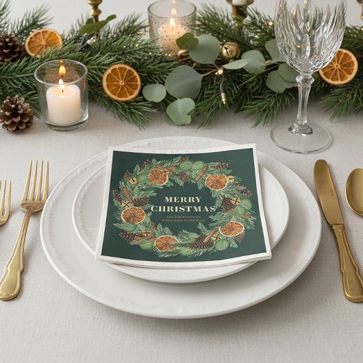 Rustikal getrockneter Orangenkiefer Grüner Urlaub Serviette