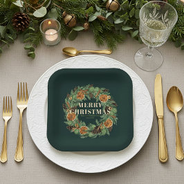 Rustikal getrockneter Orangensaft Kiefernwald Grün Pappteller