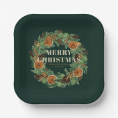 Rustikal getrockneter Orangensaft Kiefernwald Grün Pappteller (Vorderseite)