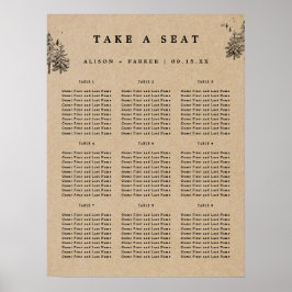 Rustikal gezeichnet Kiefernbäume setzen sich ein Poster