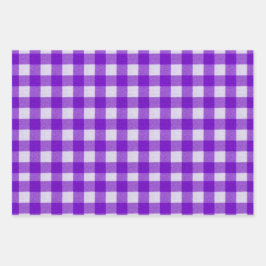 Rustikal Gingham Tartan Kariert Orange Lila Pink Geschenkpapier Set