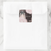 Rustikal glänzend Laternenbaby Pink Blush Rose Hoc Quadratischer Aufkleber (Tasche)