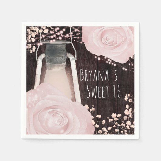 Rustikal glänzend Laternenbaby Pink Blush Rose Swe Serviette (Vorderseite)