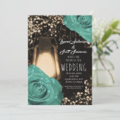 Rustikal glatter Laternenpfeffer Grüne Rose Hochze Einladung (Stehend Vorderseite)