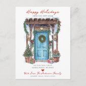 Rustikal glückliche Ferien Neue Zuhause-Tür-Bewegu Ankündigungspostkarte (Vorderseite)