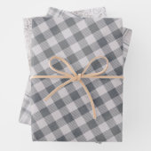 Rustikal, grau Kariert und Drei-Seiten-Muster-Wrap Geschenkpapier Set (Beispiel)