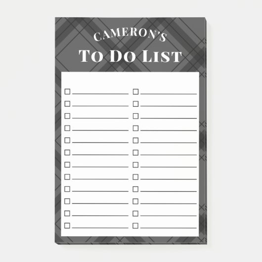 Rustikal grau Kariert zu führen Post-it Klebezettel (Vorderseite)