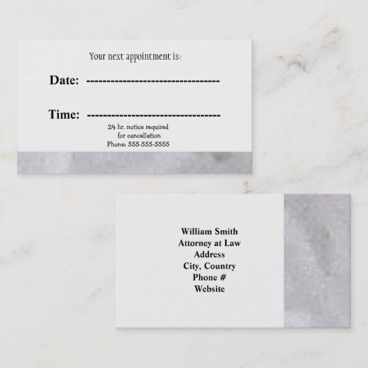 Rustikal Grau Minimalistisch Beruflich Terminkarte (Vorne/Hinten)