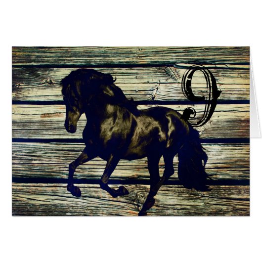 rustikal-graue Scheunenholz Western-Pferd thematis (Vorderseite (Horizontal))