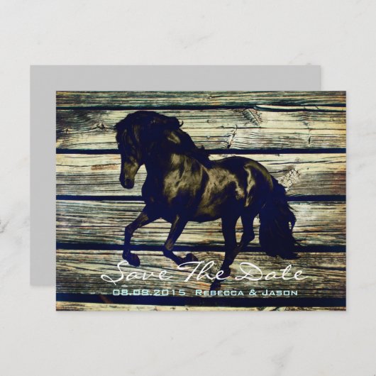 rustikal-graue Scheunenholz Western-Pferd thematis Ankündigungspostkarte (Vorne/Hinten)