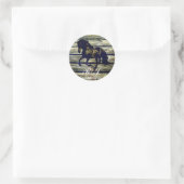 rustikal-graue Scheunenholz Western-Pferd thematis Runder Aufkleber (Tasche)