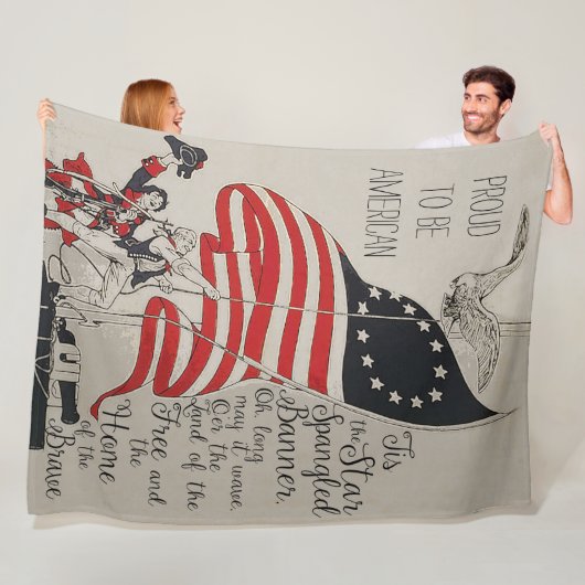 Rustikal-Graue Vintage USA-Flagge Fleecedecke (Beispiel)