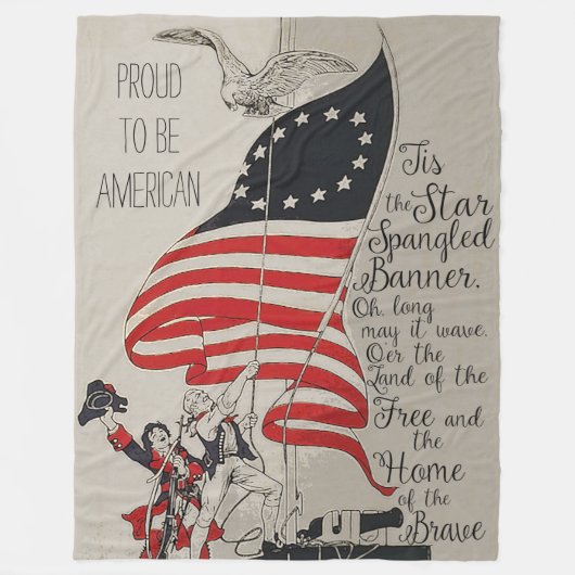 Rustikal-Graue Vintage USA-Flagge Fleecedecke (Vorderseite)