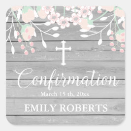 Rustikal-graues Holzblütenkonformation Quadratischer Aufkleber