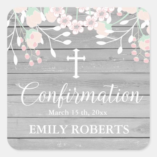 Rustikal-graues Holzblütenkonformation Quadratischer Aufkleber (Vorderseite)