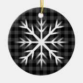 Rustikal-grauschwarze karierte Muster Frosschneefl Keramik Ornament (Vorne)