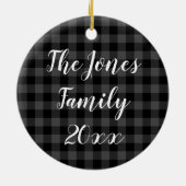 Rustikal-grauschwarze karierte Muster Frosschneefl Keramik Ornament (Hinten)