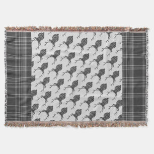 Rustikal Gray Scottish Tartan Stags Head Antler Decke