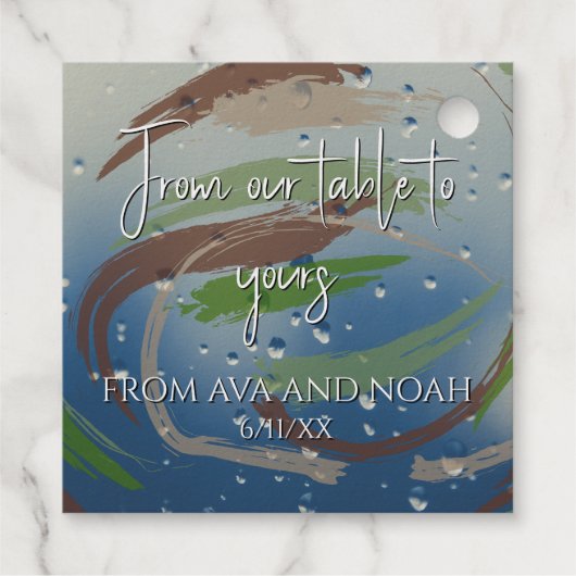 Rustikal, grün, braun und beige Pinselstriche Geschenkanhänger (Rückseite)